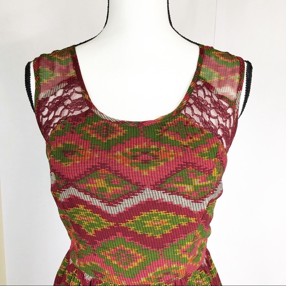 Band of Gypsies Aztec sleeveless dress with lace - Picture 3 of 5